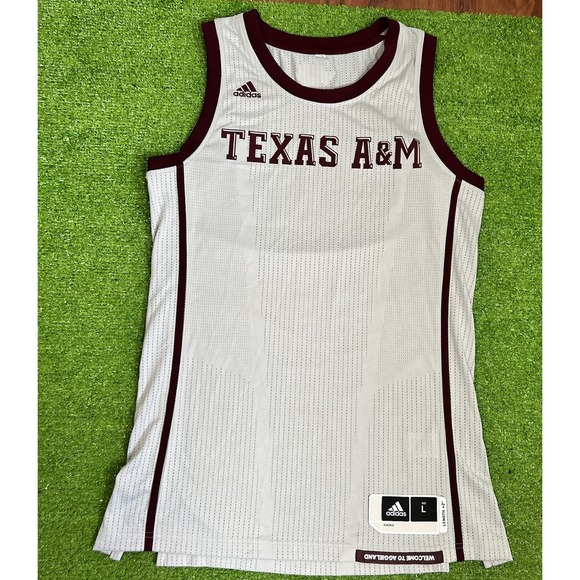 Texas A&M Team Issue Jersey LG Aggie Basketball Adidas Gray Maroon EUC MINT - Picture 1 of 7